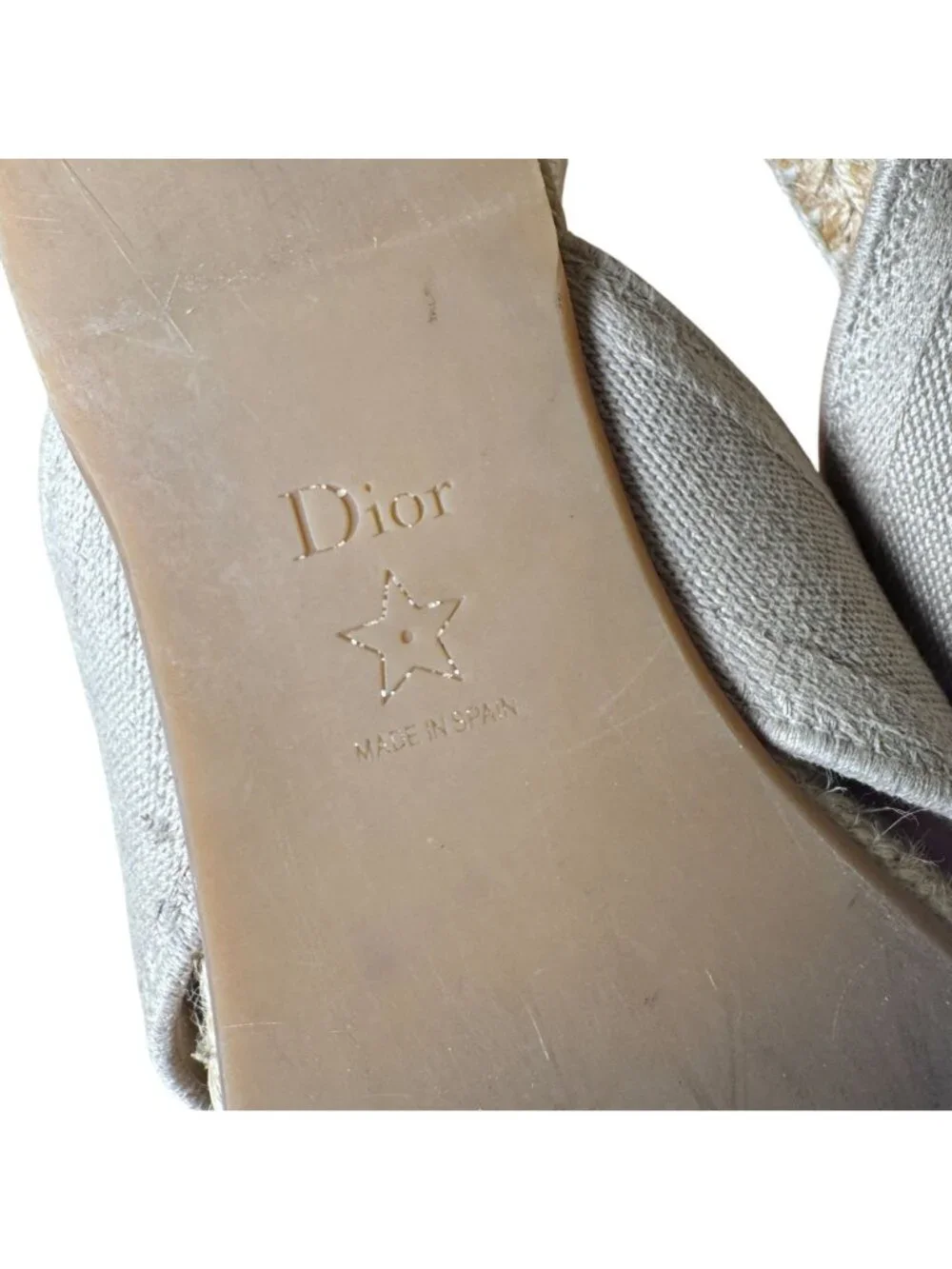 Dior Granville Criss Cross Espadrille Sandals Beige Tan EU 37 US 7
